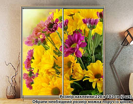 Наклейка на шафу-купе 220 х 60 см на 2 двері Хризантеми (БП_а_fl12041), фото 4