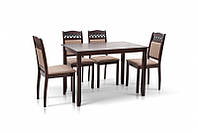 Обеденный комплект Бродвей стол и четыре стула каркас дерево Венге-шоколад (Микс-Мебель ТМ) Горіх темний