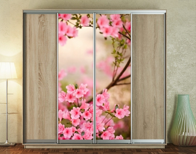 Наклейка на Шкаф-купе 220 Х 60 См на 2 Двери Азалия (БП_а_fl13874 ...