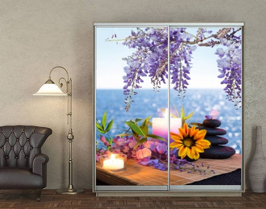 Наклейка на шафу-купе 220 х 102 см на 2 двері Масажні камені та свічки (БП_а_fl101019), фото 1