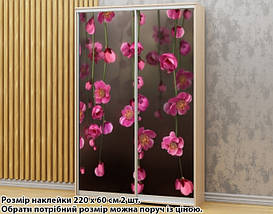 Наклейка на шафу-купе 220 х 74 см на 2 двері квіти (БП_а_fl12419), фото 6