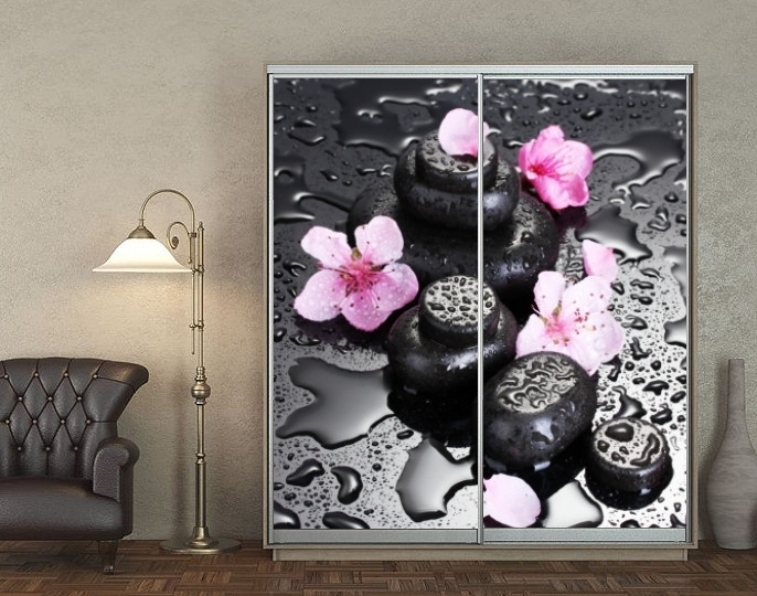 Наклейка на шафу-купе 220 х 102 см на 2 двері квіти (БП_а_fl101457)