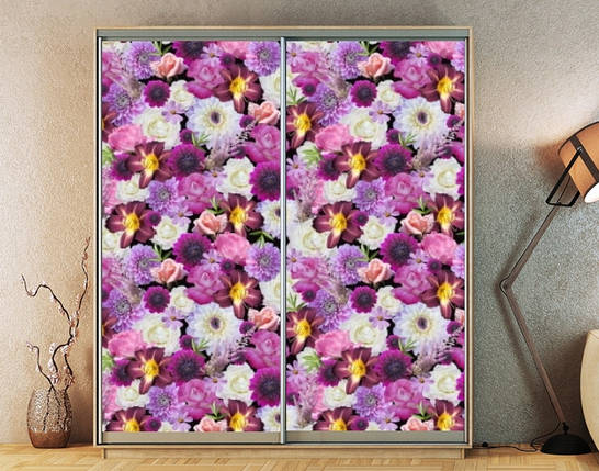Наклейка на шафу-купе 220 х 102 см на 2 двері квіти (БП_а_fl12653), фото 1