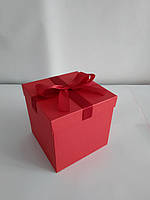 Подарочная Коробка раскладушка коробка трансформер красная для фото и сладостей 16х16х16см, 3 части