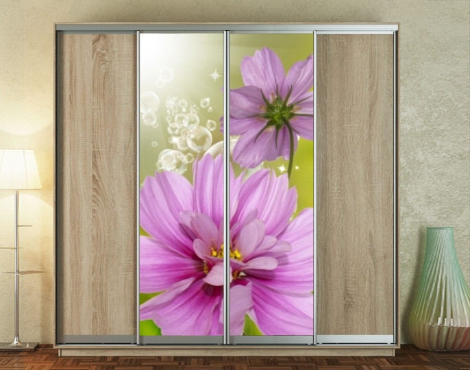 Наклейка на шафу-купе 220 х 60 см на 2 двері квіти (БП_а_fl101656)