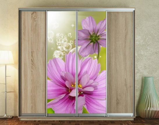 Наклейка на шафу-купе 220 х 60 см на 2 двері квіти (БП_а_fl101656), фото 1
