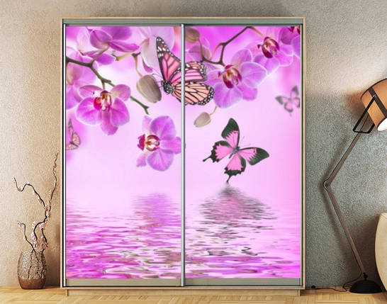 Наклейка на шафу-купе 220 х 102 см на 2 двері  Орхідеї (БП_а_fl12687), фото 1