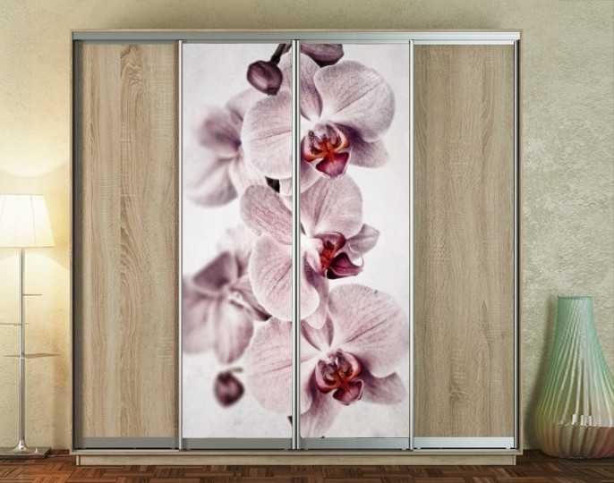 Наклейка на шафу-купе 220 х 60 см на 2 двері Орхідеї (БП_а_fl101787)