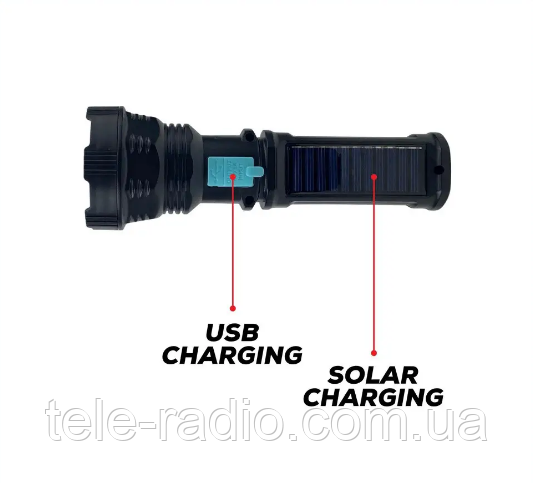 Ліхтар (ручний) прожектор BL-TY-829T ліхтар + power bank 3в1 із сонячною батареєю й USB