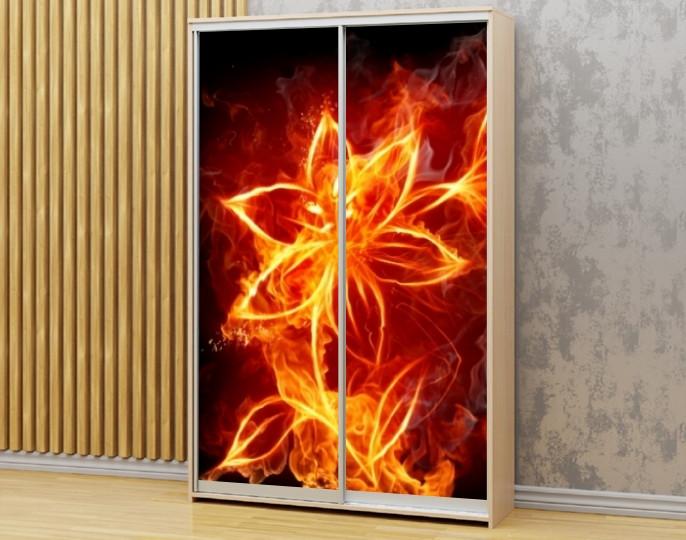 Наклейка на шафу-купе 220 х 60 см на 2 двері вогняна квітка (БП_а_fl102144)