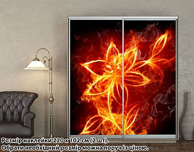 Наклейка на шафу-купе 220 х 60 см на 2 двері вогняна квітка (БП_а_fl102144), фото 5