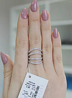 Серебряное кольцо в четыре дорожки из белых фианитов Селебрити
