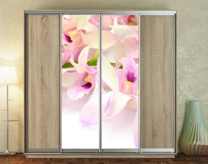 Наклейка на шафу-купе 220 х 60 см на 2 двері Орхідеї (БП_а_fl12965)