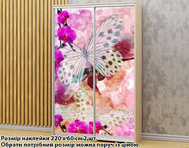 Наклейка на шафу-купе 220 х 60 см на 2 двері Орхідеї та метелики (БП_а_fl13184), фото 5