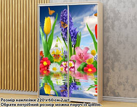 Наклейка на шафу-купе 220 х 60 см на 2 двері квіти (БП_а_fl102519), фото 3