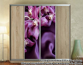 Наклейка на шафу-купе 220 х 60 см на 2 двері  Орхідеї та шовк (БП_а_fl13434), фото 5