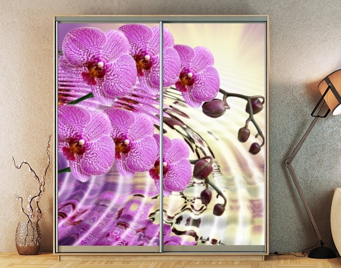 Наклейка на шафу-купе 220 х 102 см на 2 двері Орхідеї (БП_а_fl102995)