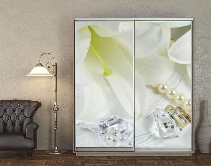 Наклейка на шафу-купе 220 х 102 см на 2 двері лілії (БП_а_fl13578)