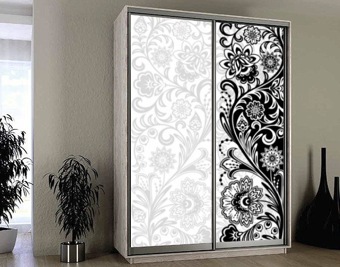Наклейка на Шкаф-купе 220 Х 74 См на 2 Двери Орнамент (БП_а_fl103187 ...