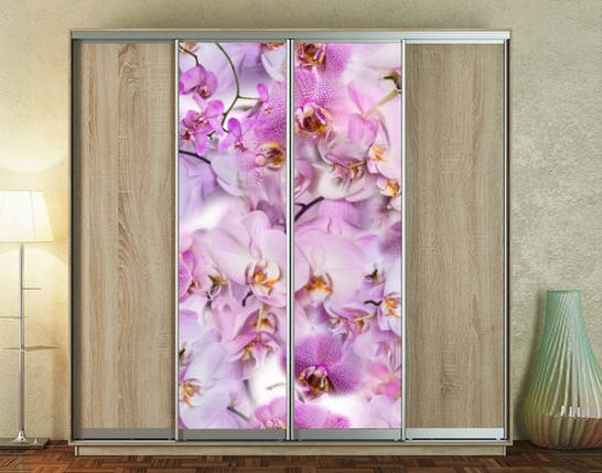 Наклейка на шафу-купе 220 х 60 см на 2 двері Орхідеї (БП_а_fl103278), фото 1