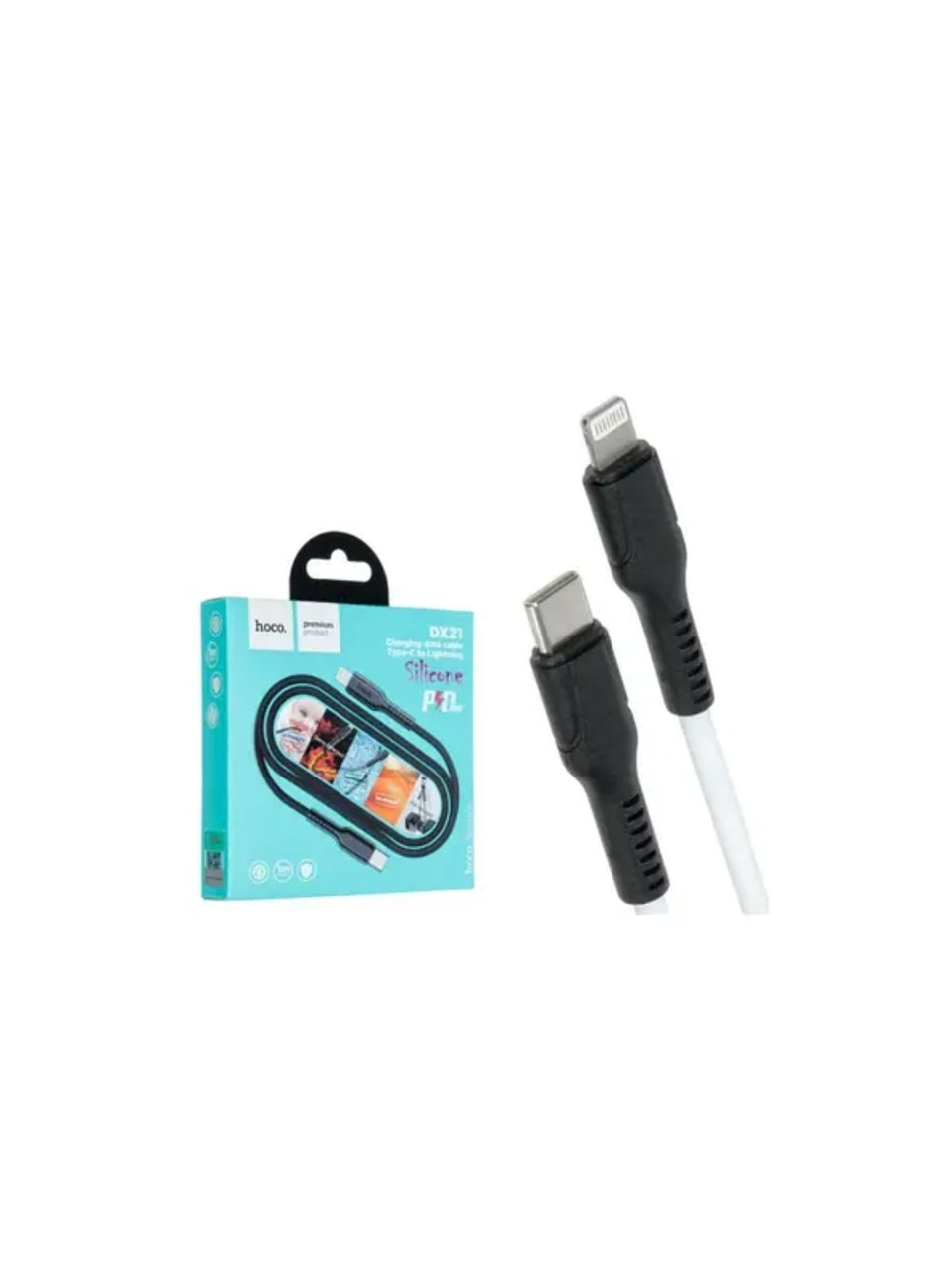 Кабель DX21 Hoco Type c - Lightning (1M.) Білий / Силіконовий