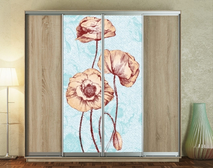 Наклейка на шафу-купе 220 х 60 см на 2 двері  маки (БП_а_fl103355)