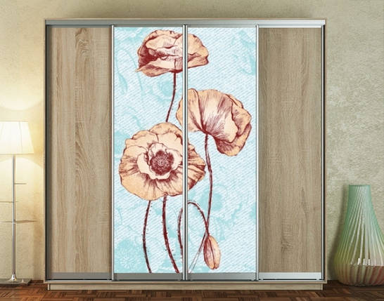Наклейка на шафу-купе 220 х 60 см на 2 двері  маки (БП_а_fl103355), фото 1
