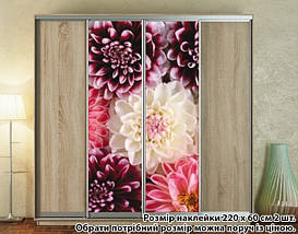 Наклейка на шафу-купе 220 х 60 см на 2 двері  квіти (БП_а_fl11341), фото 5
