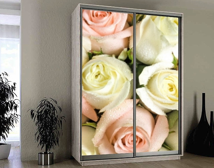 Наклейка на шафу-купе 220 х 74 см на 2 двері  троянди (БП_а_fl11507)