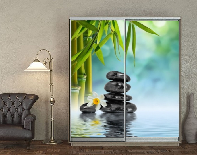 Наклейка на шафу-купе 220 х 102 см на 2 двері  Камені на воді (БП_а_fl11761)