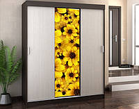 Наклейка на шафу-купе 220 х 60 см на 1 двері жовті квіти (БП_с_pol_fl169)