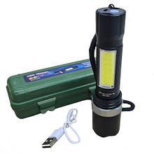 Ліхтар ручний 8626C-XPE+COB, ЗУ micro USB, 1х18650, zoom, black