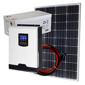 1кВт Дача-100 автономна сонячна станція з ФЕМ 100Вт інвертором 1кВт 12В АКБ із резервом 660 Вт*год