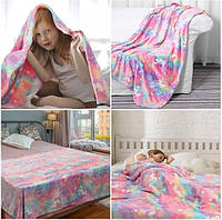 Світний плед у темряві Magic Glow In The Dark Blanket Райдужний, Різнобарвні єдинороги 200х150 см