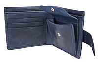 Маленький кожаный женский кошелек портмоне из натуральной кожи синий