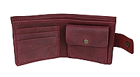 Маленький кожаный женский кошелек портмоне из натуральной кожи марсала