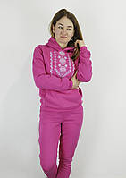 Жіноча худі з вишивкою на флісі рожевого кольру XL,XXL,3XL