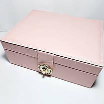 Шкатулка для прикрас шкірзамінник розовий колір купити оптом, фото 2