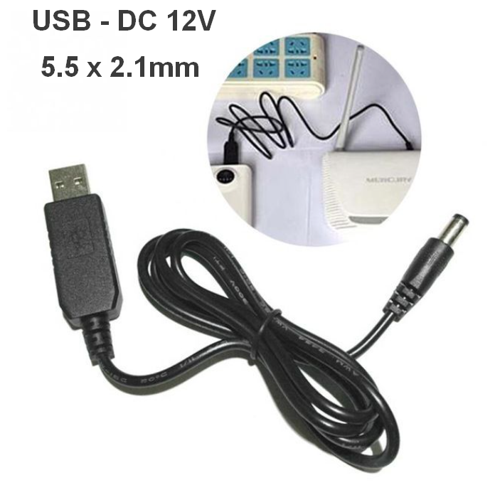 Кабель перетворювач конвертер USB - DC 12V 5.5 x 2.1mm, фото 1