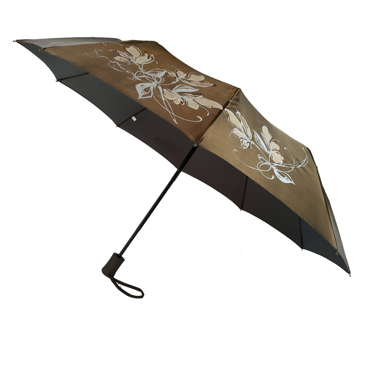 Женский зонт полуавтомат Max на 10 спиц с цветочным узором Оливковый (