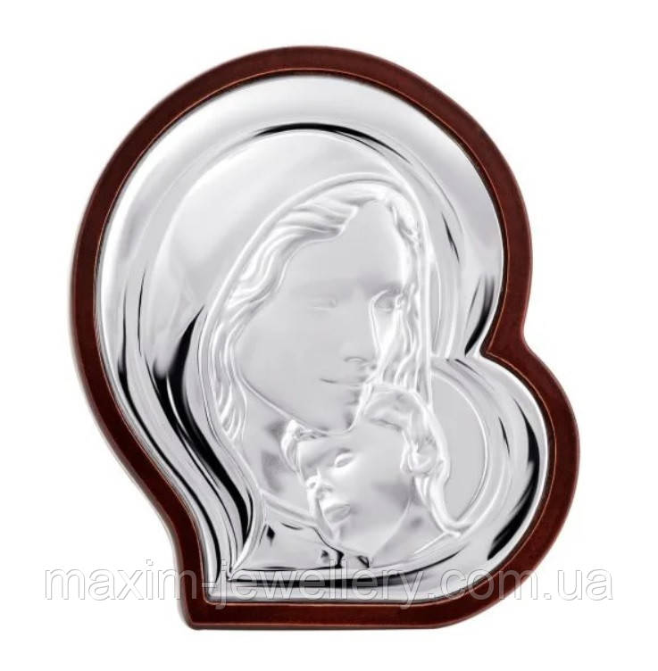 Срібна ікона "Богородиця з Ісусом" (240х210мм.)