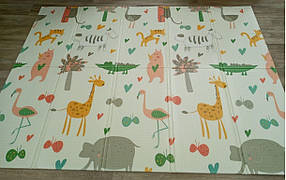 Дитячий килимок 200х150см складний розвиваючий термоковрик ігровий для повзання Зоопарк