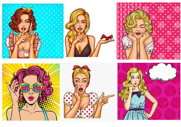 Вафельна картинка Дівчата Поп Арт, фото 1