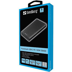 Мобільна батарея Sandberg USB-C PD 100W 38400 mAh 142 Вт*ч, фото 2