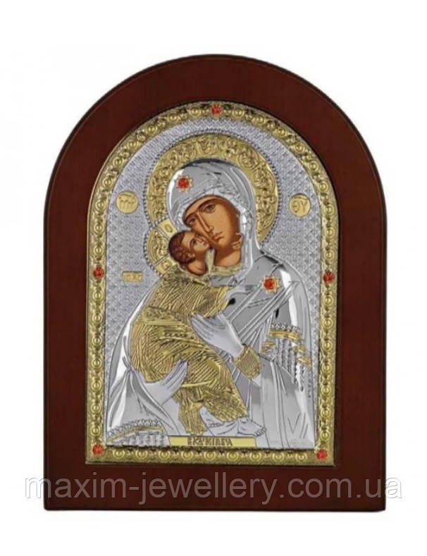Срібна ікона "Богородиця з Ісусом" (210х150мм.), фото 1