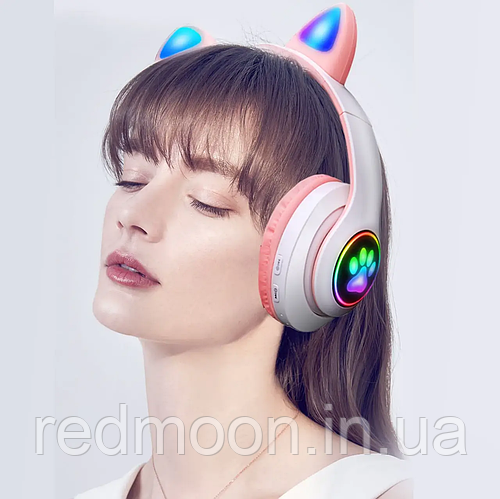 Купить Наушники с кошачьими ушками и подсветкой, Розовые, CAT VZV-23M ...