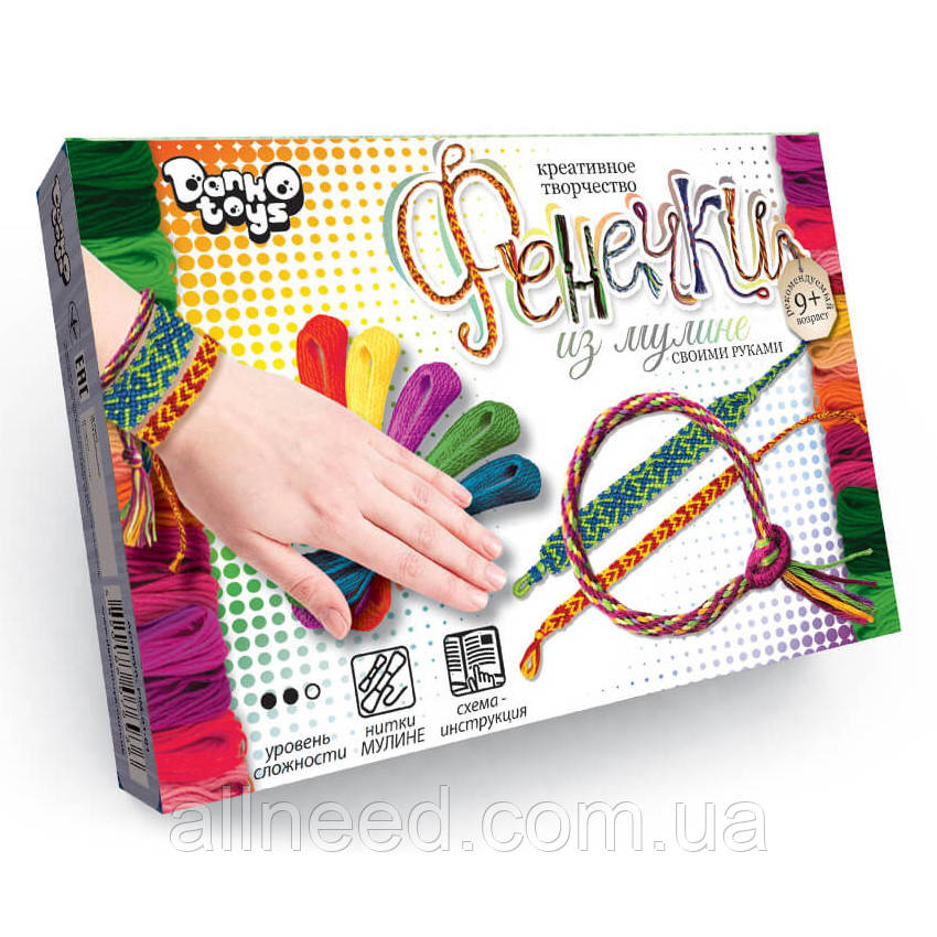 Набір креативної творчості "Фенечки" Danko Toys FIM-01-01-08 з муліне (Від 1), фото 1