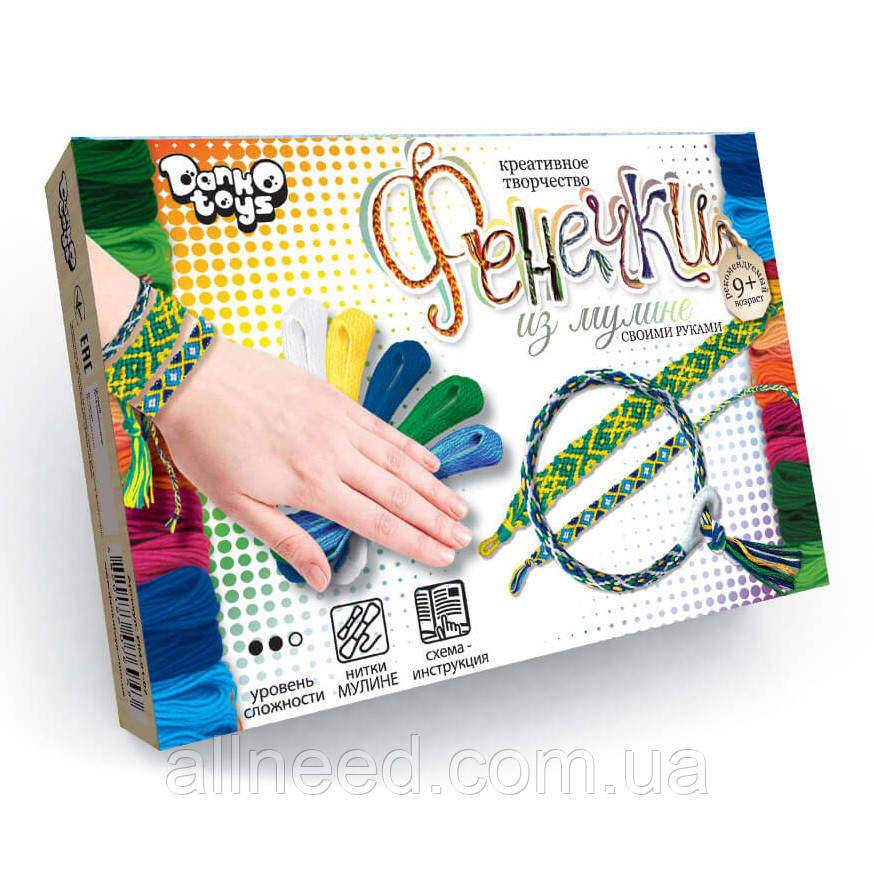 Набір креативної творчості "Фенечки" Danko Toys FIM-01-01-08 з муліне (Від 2), фото 1