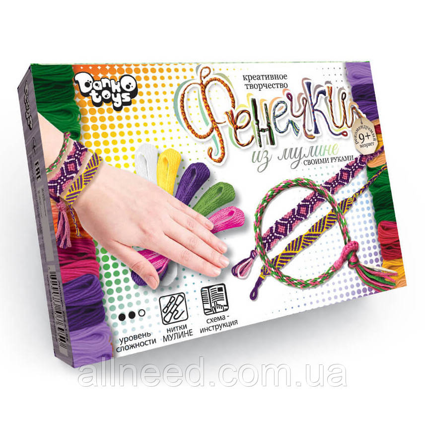Набір креативної творчості "Фенечки" Danko Toys FIM-01-01-08 з муліне (Від 3), фото 1