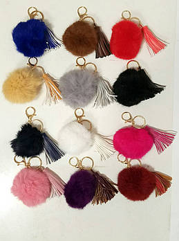 Дитячий брелок іграшка хутряна кулька з пензликом Дитячі брелоки в різних кольорах Nina